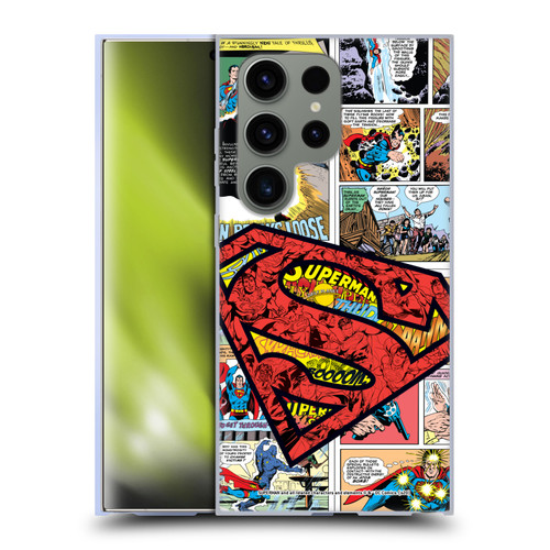 Superman DC Comics Comicbook Art Oversized Logo Soft Gel Case for Samsung Galaxy S24 Ultra 5G & MagSafe