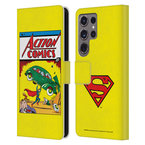 Superman DC Comics Famous Comic Book Covers Action Comics 1 Leather Book Wallet Case Cover For Samsung Galaxy S24 Ultra 5G