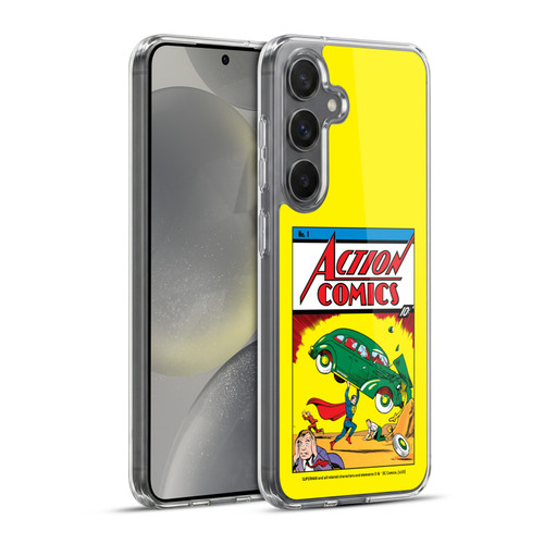 Superman DC Comics Famous Comic Book Covers Action Comics 1 Soft Gel Case for Samsung Galaxy S24+ 5G & MagSafe