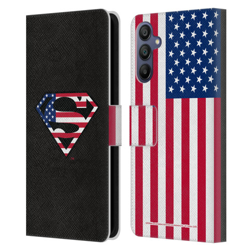 Superman DC Comics Logos U.S. Flag 2 Leather Book Wallet Case Cover For Samsung Galaxy A15