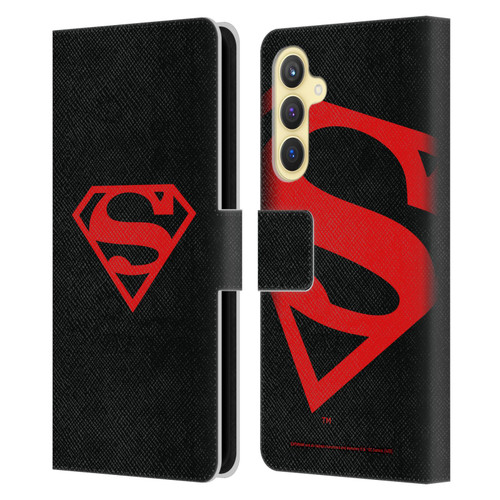 Superman DC Comics Logos Black And Red Leather Book Wallet Case Cover For Samsung Galaxy S23 FE 5G