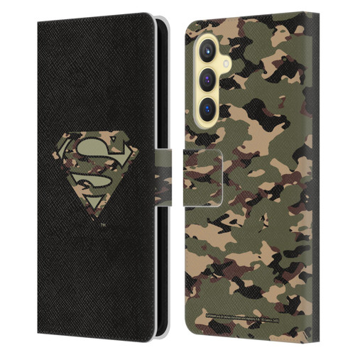 Superman DC Comics Logos Camouflage Leather Book Wallet Case Cover For Samsung Galaxy S23 FE 5G
