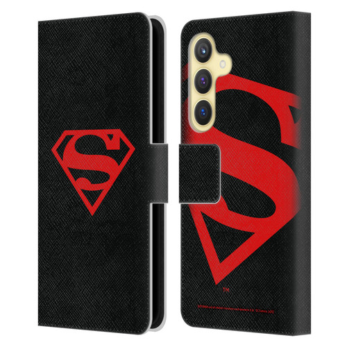 Superman DC Comics Logos Black And Red Leather Book Wallet Case Cover For Samsung Galaxy S24 5G