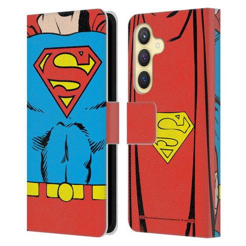 Superman DC Comics Logos Classic Costume Leather Book Wallet Case Cover For Samsung Galaxy S24 5G