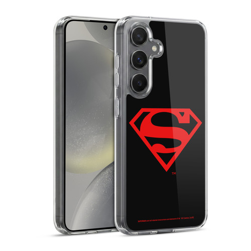 Superman DC Comics Logos Black And Red Soft Gel Case for Samsung Galaxy S24 5G & MagSafe