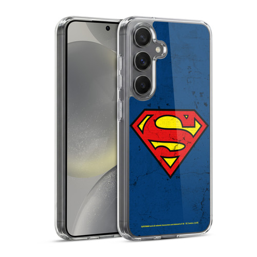 Superman DC Comics Logos Distressed Look Soft Gel Case for Samsung Galaxy S24 5G & MagSafe