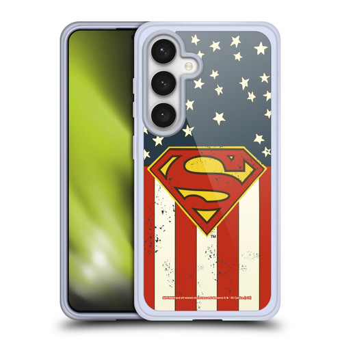 Superman DC Comics Logos U.S. Flag Soft Gel Case for Samsung Galaxy S24 5G & MagSafe