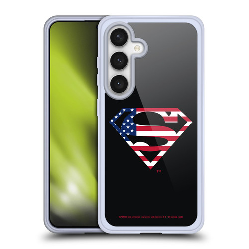 Superman DC Comics Logos U.S. Flag 2 Soft Gel Case for Samsung Galaxy S24 5G & MagSafe