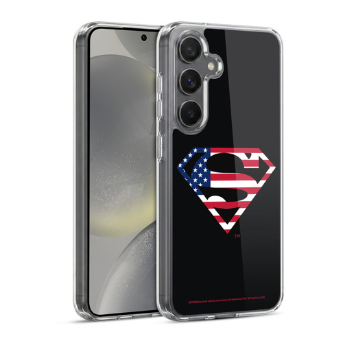 Superman DC Comics Logos U.S. Flag 2 Soft Gel Case for Samsung Galaxy S24 5G & MagSafe