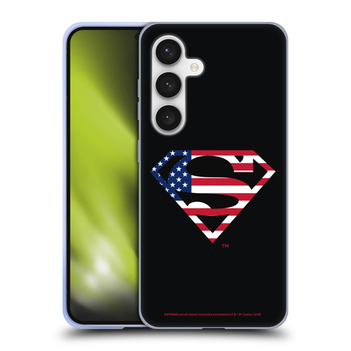 Superman DC Comics Logos U.S. Flag 2 Soft Gel Case for Samsung Galaxy S24 5G