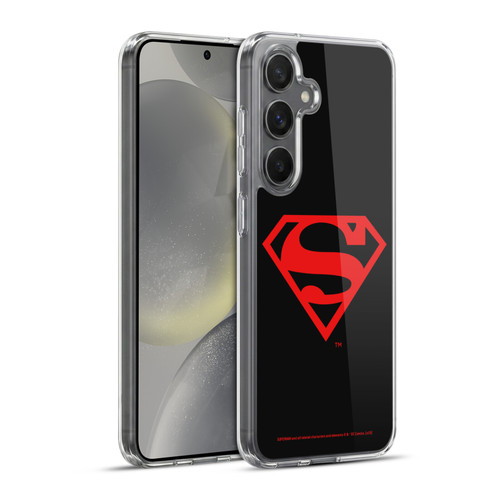 Superman DC Comics Logos Black And Red Soft Gel Case for Samsung Galaxy S24+ 5G & MagSafe