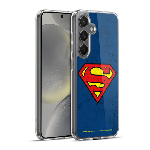 Superman DC Comics Logos Distressed Look Soft Gel Case for Samsung Galaxy S24+ 5G & MagSafe