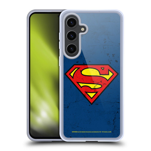 Superman DC Comics Logos Distressed Look Soft Gel Case for Samsung Galaxy S24+ 5G