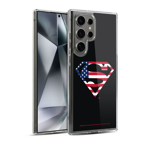 Superman DC Comics Logos U.S. Flag 2 Soft Gel Case for Samsung Galaxy S24 Ultra 5G & MagSafe