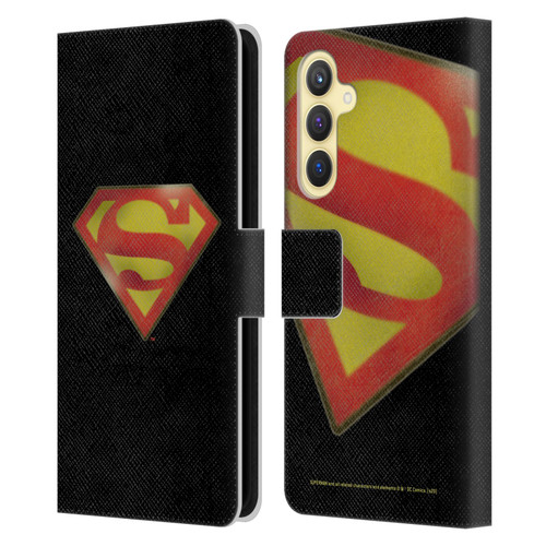 Superman DC Comics Vintage Fashion Logo Leather Book Wallet Case Cover For Samsung Galaxy S23 FE 5G