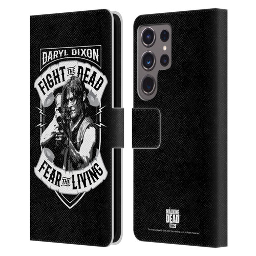AMC The Walking Dead Daryl Dixon Biker Art RPG Black White Leather Book Wallet Case Cover For Samsung Galaxy S24 Ultra 5G