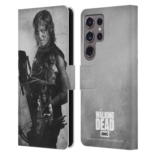 AMC The Walking Dead Double Exposure Daryl Leather Book Wallet Case Cover For Samsung Galaxy S24 Ultra 5G