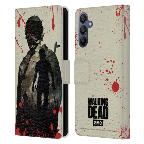 AMC The Walking Dead Silhouettes Rick Leather Book Wallet Case Cover For Samsung Galaxy A15