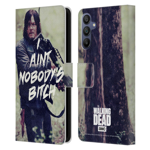 AMC The Walking Dead Typography Daryl Leather Book Wallet Case Cover For Samsung Galaxy A15