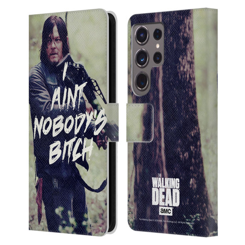 AMC The Walking Dead Typography Daryl Leather Book Wallet Case Cover For Samsung Galaxy S24 Ultra 5G