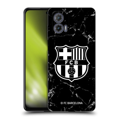 FC Barcelona Crest Patterns Black Marble Soft Gel Case for Motorola Moto G73 5G