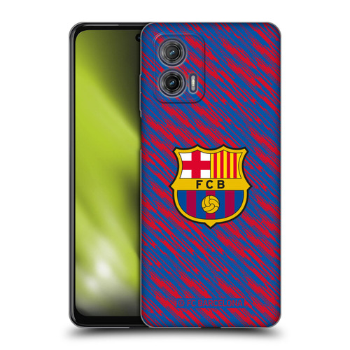 FC Barcelona Crest Patterns Glitch Soft Gel Case for Motorola Moto G73 5G