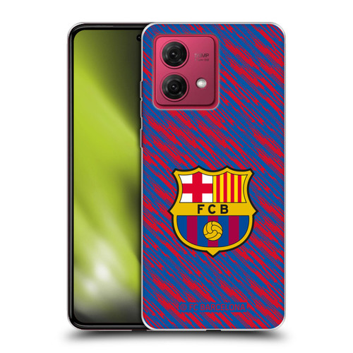 FC Barcelona Crest Patterns Glitch Soft Gel Case for Motorola Moto G84 5G