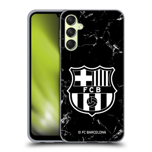 FC Barcelona Crest Patterns Black Marble Soft Gel Case for Samsung Galaxy A24 4G / M34 5G