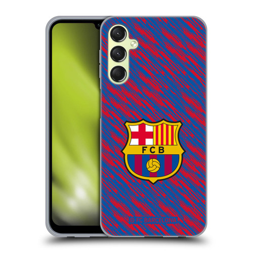 FC Barcelona Crest Patterns Glitch Soft Gel Case for Samsung Galaxy A24 4G / M34 5G