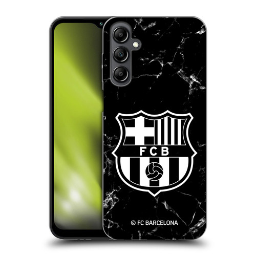 FC Barcelona Crest Patterns Black Marble Soft Gel Case for Samsung Galaxy M14 5G