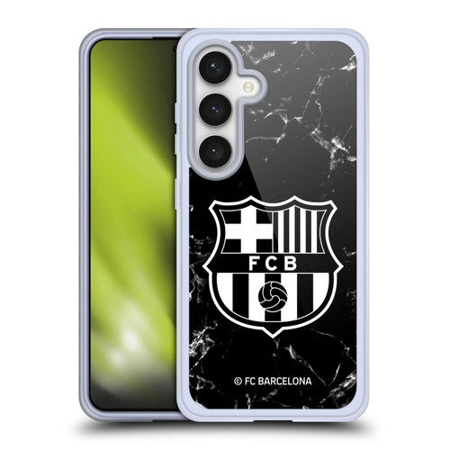 FC Barcelona Crest Patterns Black Marble Soft Gel Case for Samsung Galaxy S24 5G