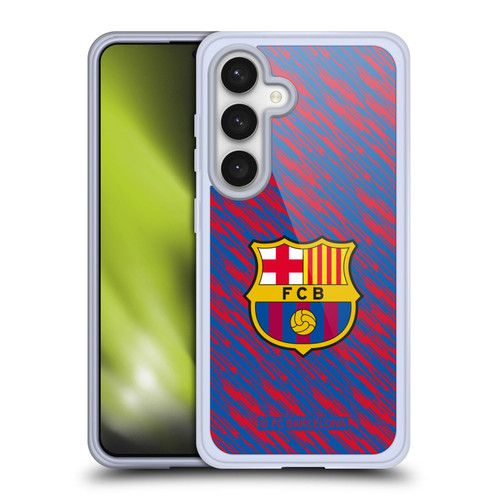 FC Barcelona Crest Patterns Glitch Soft Gel Case for Samsung Galaxy S24 5G & MagSafe