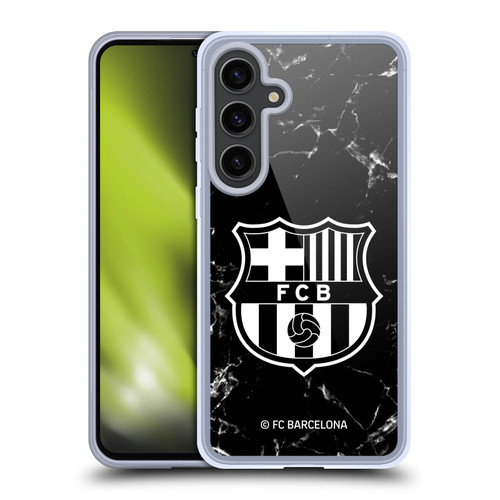FC Barcelona Crest Patterns Black Marble Soft Gel Case for Samsung Galaxy S24+ 5G