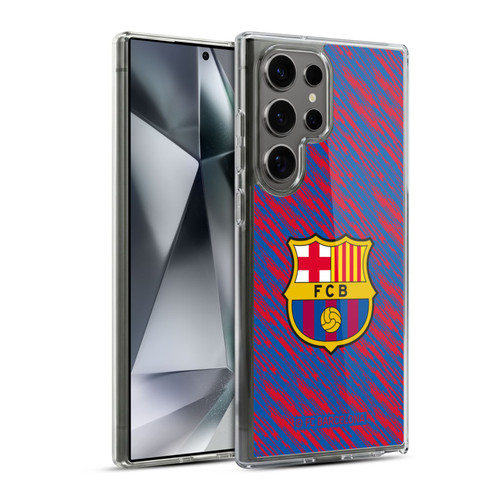 FC Barcelona Crest Patterns Glitch Soft Gel Case for Samsung Galaxy S24 Ultra 5G & MagSafe