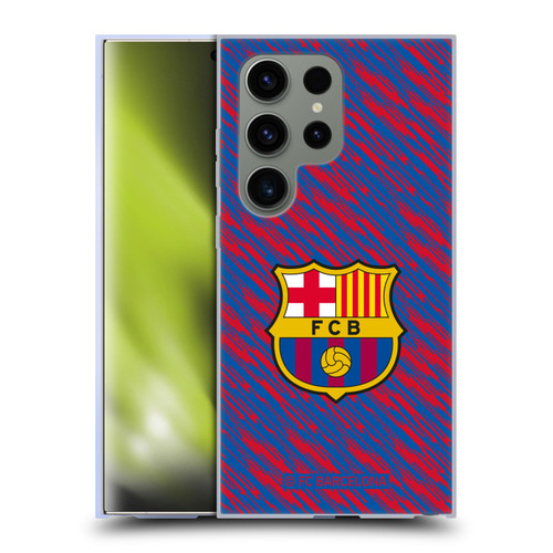 FC Barcelona Crest Patterns Glitch Soft Gel Case for Samsung Galaxy S24 Ultra 5G