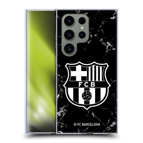 FC Barcelona Crest Patterns Black Marble Soft Gel Case for Samsung Galaxy S24 Ultra 5G