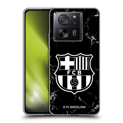 FC Barcelona Crest Patterns Black Marble Soft Gel Case for Xiaomi 13T 5G / 13T Pro 5G