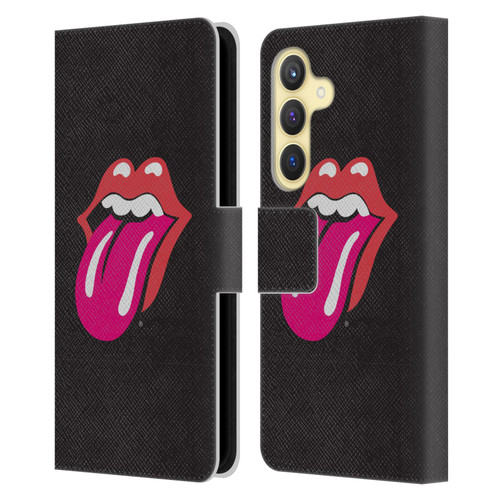 The Rolling Stones Graphics Pink Tongue Leather Book Wallet Case Cover For Samsung Galaxy S24 5G