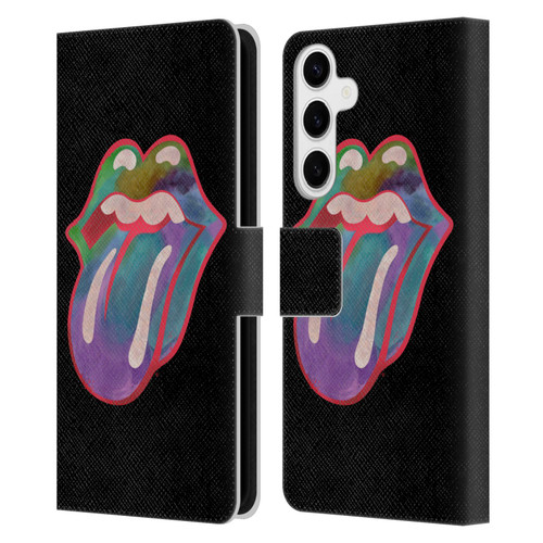 The Rolling Stones Graphics Watercolour Tongue Leather Book Wallet Case Cover For Samsung Galaxy S24+ 5G