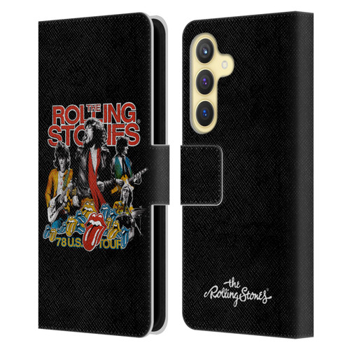 The Rolling Stones Key Art 78 Us Tour Vintage Leather Book Wallet Case Cover For Samsung Galaxy S24 5G