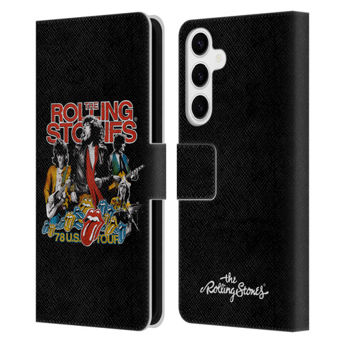 The Rolling Stones Key Art 78 Us Tour Vintage Leather Book Wallet Case Cover For Samsung Galaxy S24+ 5G