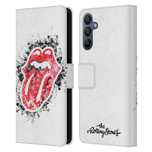 The Rolling Stones Licks Collection Distressed Look Tongue Leather Book Wallet Case Cover For Samsung Galaxy A15