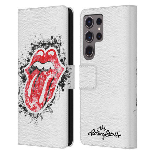 The Rolling Stones Licks Collection Distressed Look Tongue Leather Book Wallet Case Cover For Samsung Galaxy S24 Ultra 5G