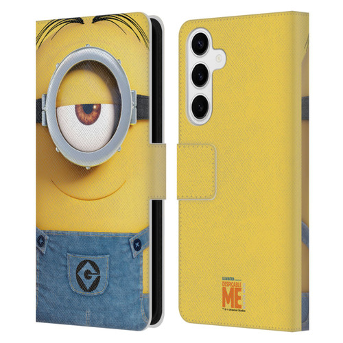 Despicable Me Full Face Minions Stuart Leather Book Wallet Case Cover For Samsung Galaxy S24+ 5G