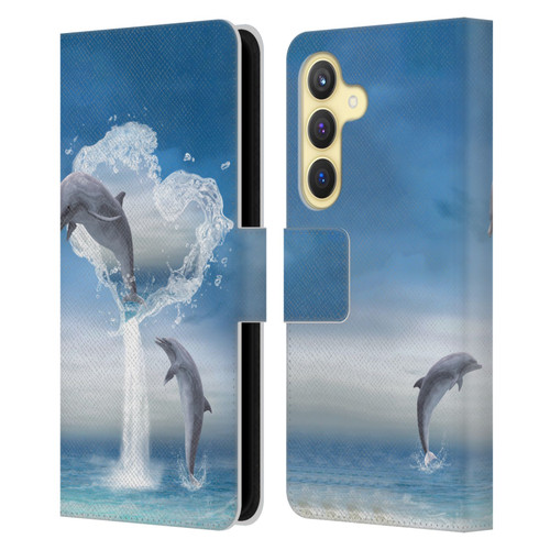 Simone Gatterwe Dolphins Lovers Leather Book Wallet Case Cover For Samsung Galaxy S24 5G