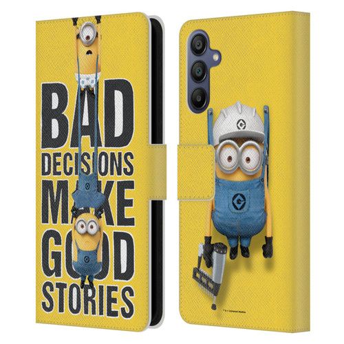 Despicable Me Funny Minions Bad Decisions Leather Book Wallet Case Cover For Samsung Galaxy A15