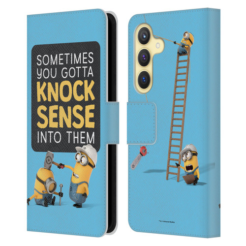Despicable Me Funny Minions Knock Sense Leather Book Wallet Case Cover For Samsung Galaxy S24 5G