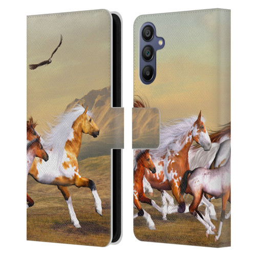 Simone Gatterwe Horses Wild Herd Leather Book Wallet Case Cover For Samsung Galaxy A15