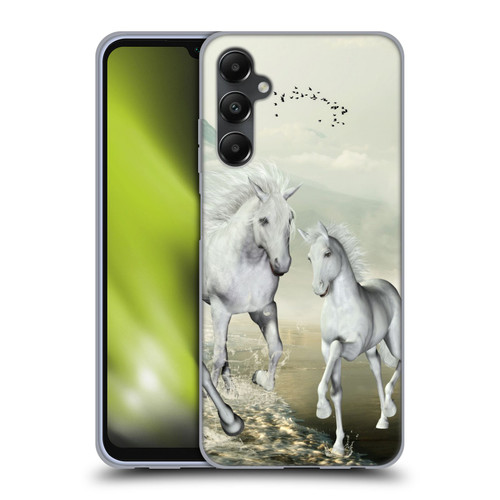 Simone Gatterwe Horses White On The Beach Soft Gel Case for Samsung Galaxy A05s