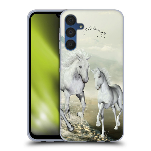 Simone Gatterwe Horses White On The Beach Soft Gel Case for Samsung Galaxy A15